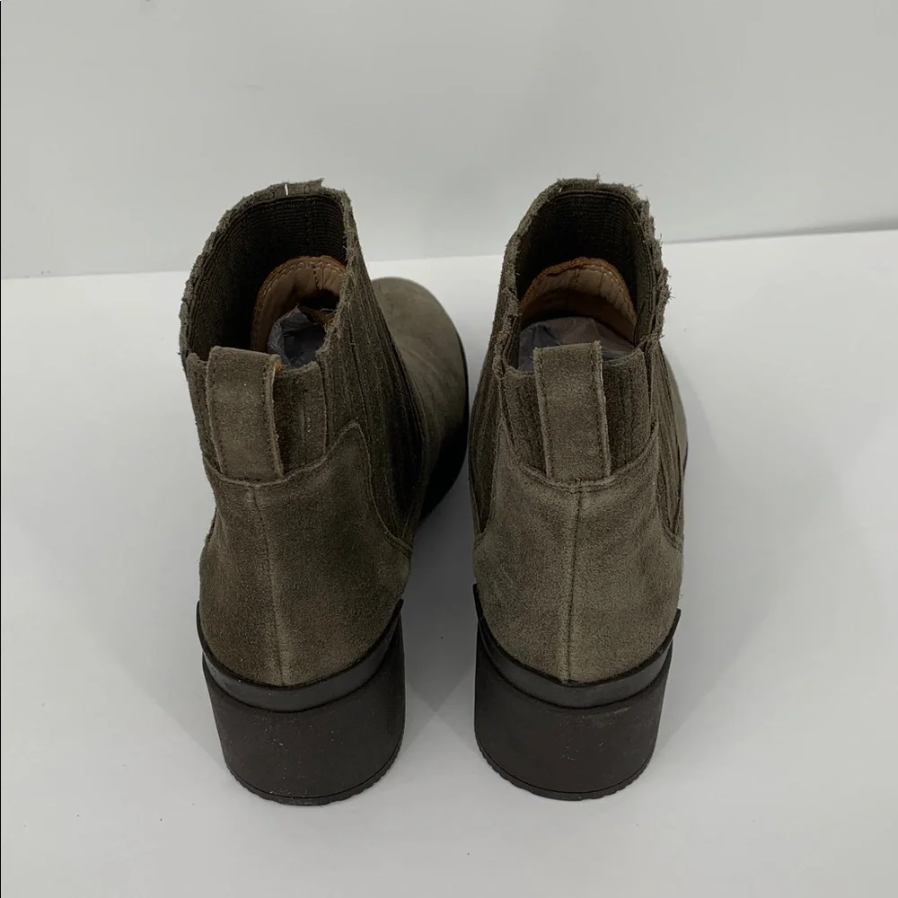ABEO Capital Chelsea ankle boots suede leather olive green chunky new 8